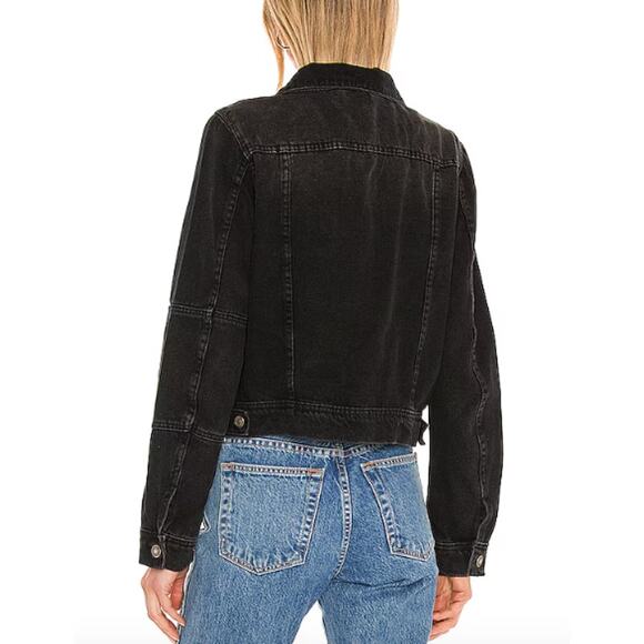 Free People We the Free Rumors Black Denim Jacket Sz. S - Picture 3 of 13